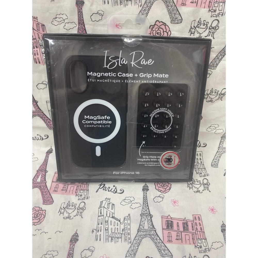 Isla Rae iPhone 16 Magnetic Case and Grip Mate MagSafe Compatible Black Bundle